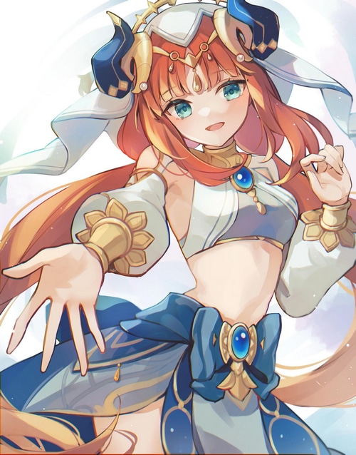 Nilou from Genshin Impact with orange twintails