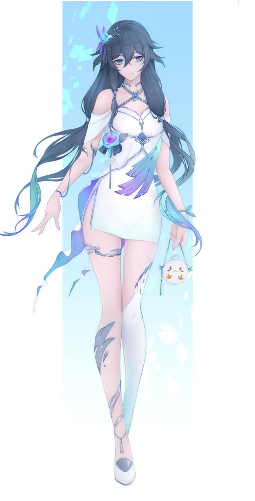 Fu Hua from Honkai Impact 3rd with blue hair and eyes