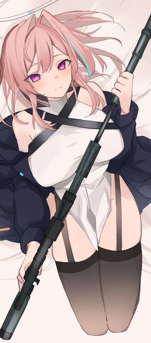 Girl with purple eyes holding a gun