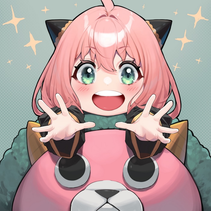 Anya Forger from Spy x Family with a pink bear