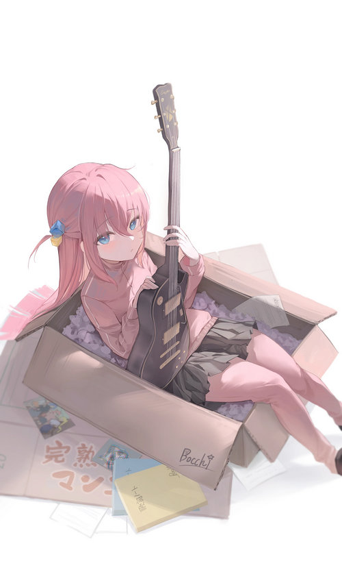 Bocchi the Rock! Hitori Gotou with Guitar in Cardboard Box