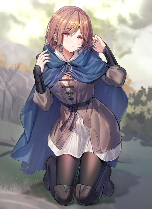 Madoka Higuchi in a blue cloak