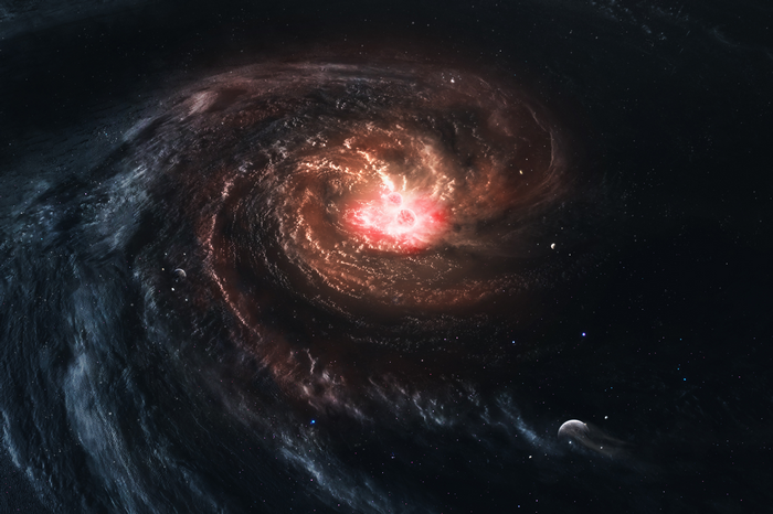 4K Galaxy with Red Core and Stars