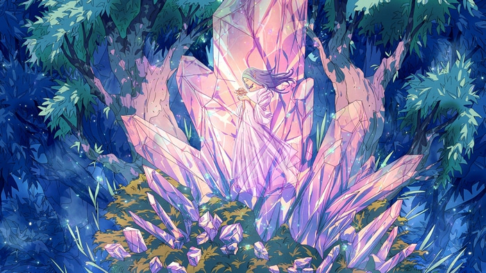 Fantasy art of a girl with crystals by Christian Benavides
