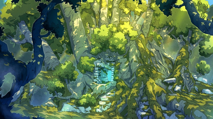 4K Fantasy Art of a Forest Ruin with Sunlight