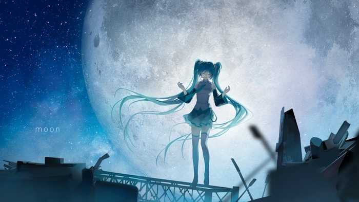 4K Hatsune Miku under the Moon