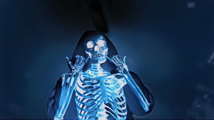 Rondodasosa skeleton in a hooded robe
