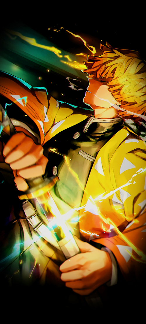 Zenitsu Agatsuma with a lightning katana