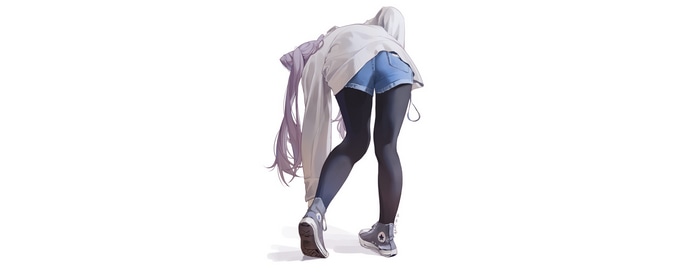 Girl in shorts and Converse bent over