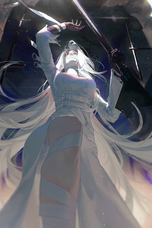 MBCC Path to Nowhere character with white hair and weapon