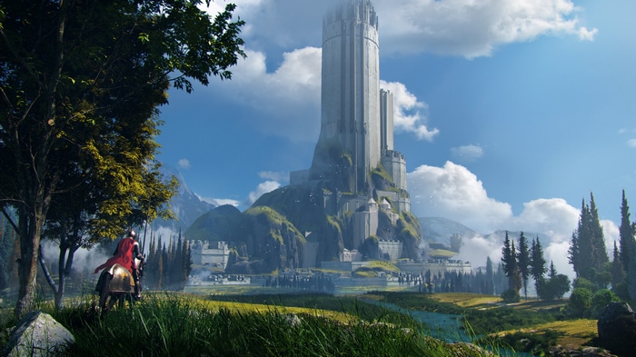 4K concept art of a futuristic tower and landscape