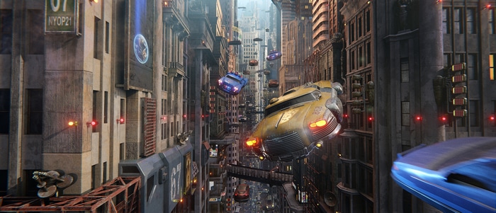 4K Futuristic City with Flying Taxis
