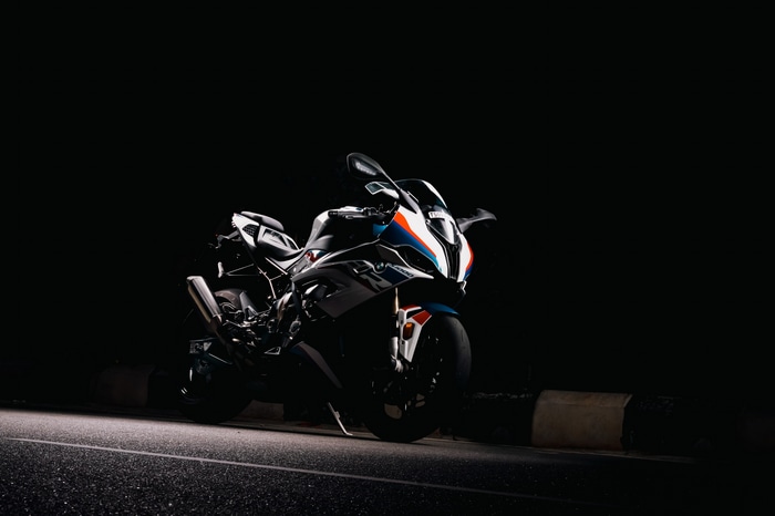 BMW S1000RR motorcycle on a dark background