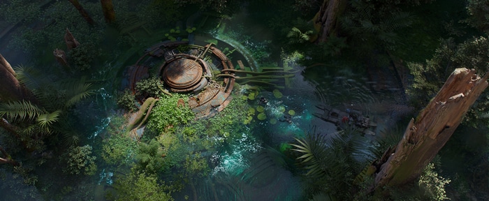 4K science fiction jungle ruin