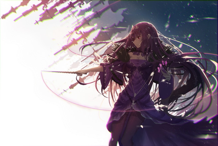 Scathach Skadi from Fate/Grand Order with weapons