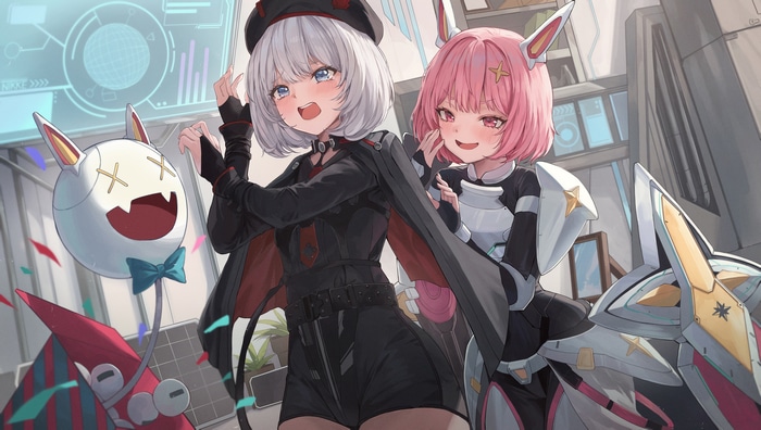4K Nikke: The Goddess of Victory, two women with confetti