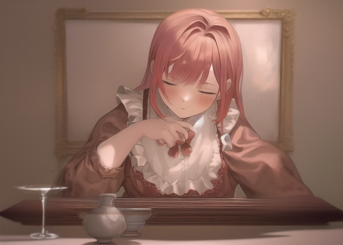 Girl with pink hair playing a guqin
