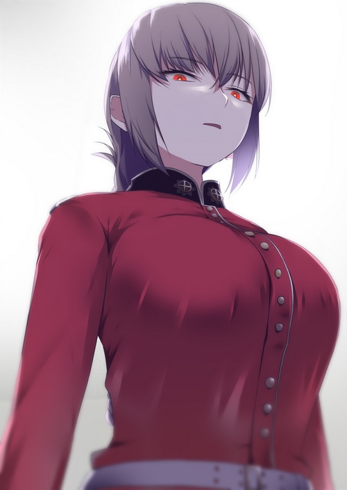 Florence Nightingale from Fate/Grand Order with red eyes