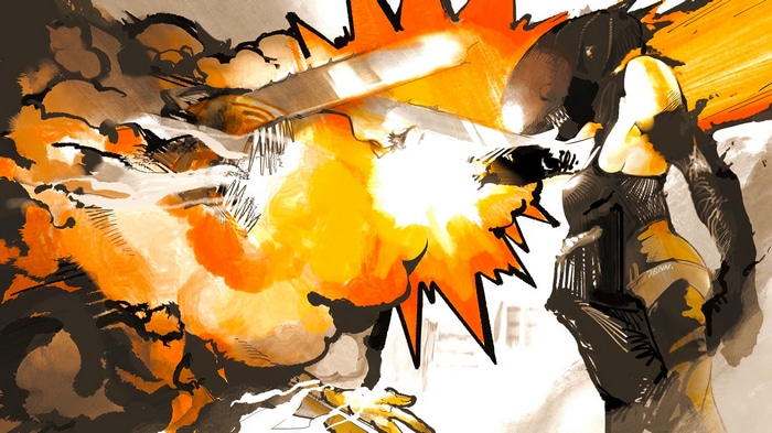 Chainsaw Man: Denji and Reze in an explosion