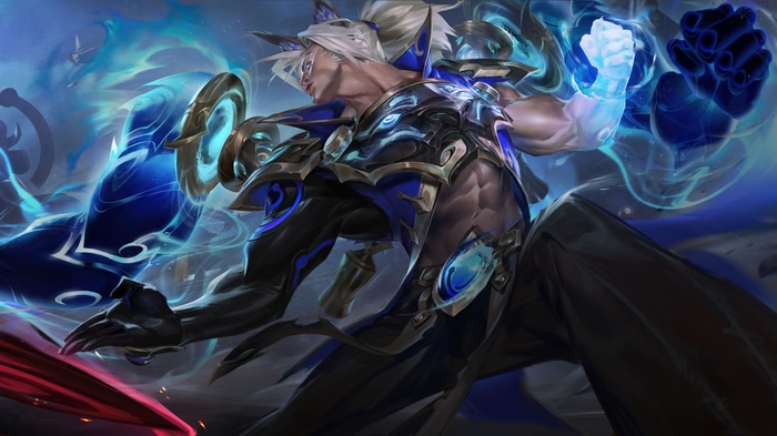 Sett from League of Legends with blue energy