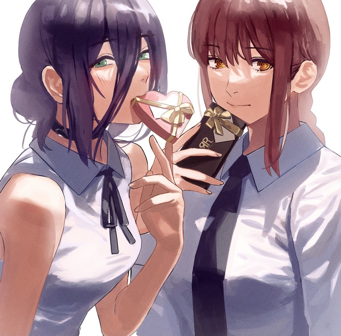 Chainsaw Man: Makima and Reze with chocolates