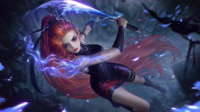 Fantasy girl with a glowing sword