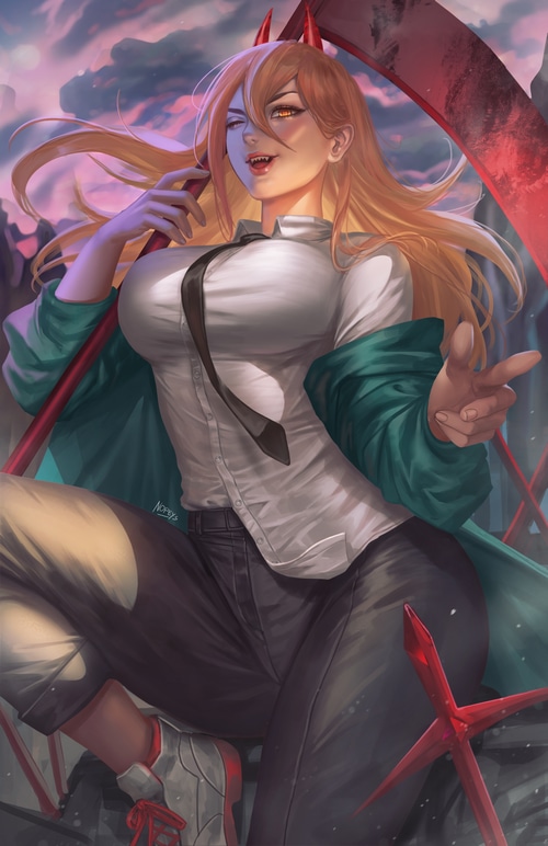 Power from Chainsaw Man holding a scythe