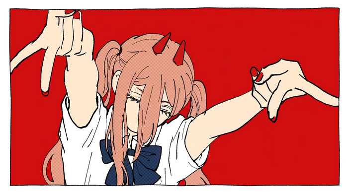 Power from Chainsaw Man with red horns