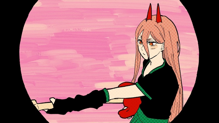 Power from Chainsaw Man with red horns