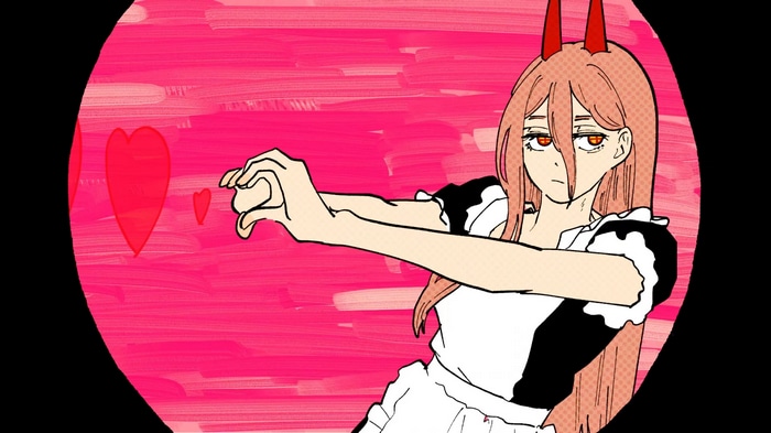 Power in a maid outfit with hearts