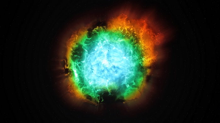 4K Supernova explosion in space with stars