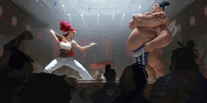 4K: Two fighters in a ring with a crowd watching