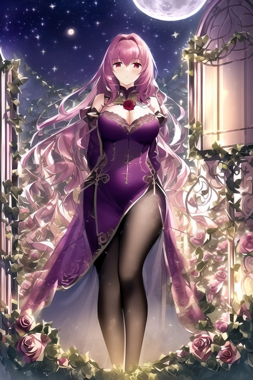 Scathach from Fate/Grand Order in a purple dress
