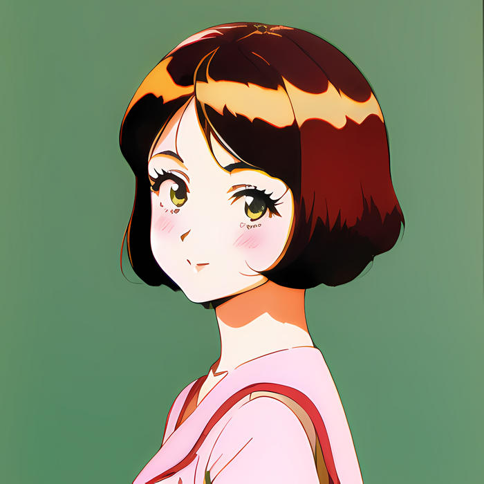 Anime girl with short brown hair blushing