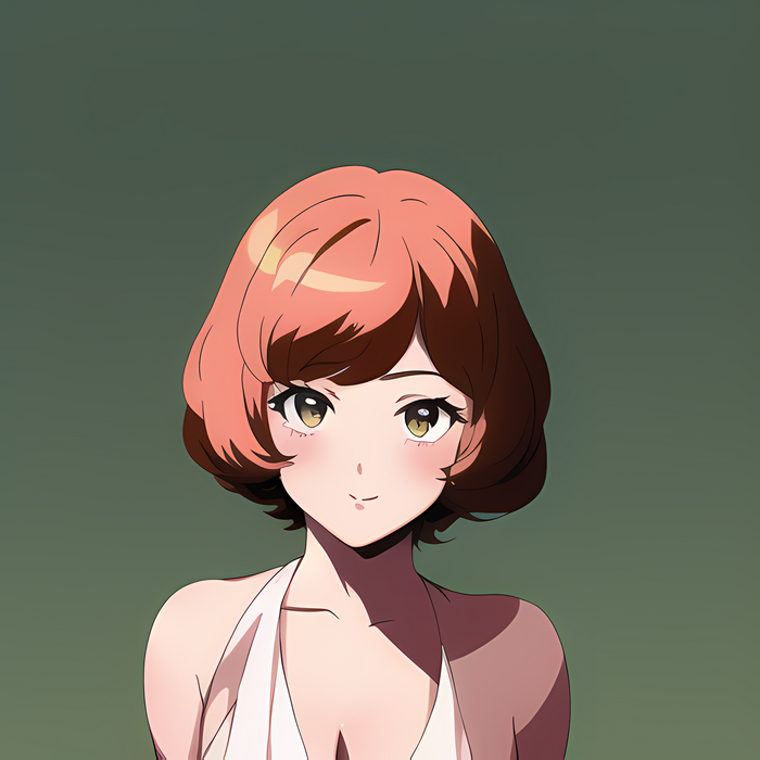 Anime girl with short brown hair and white dress
