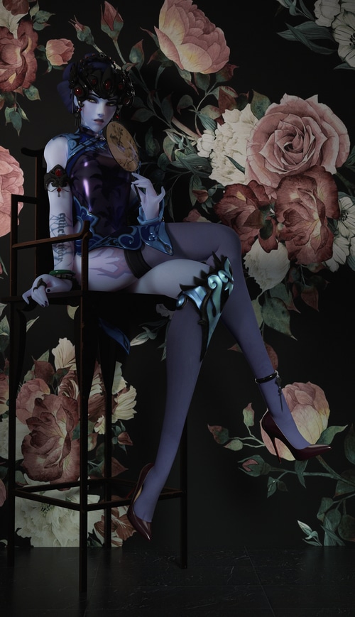 Widowmaker from Overwatch with flowers