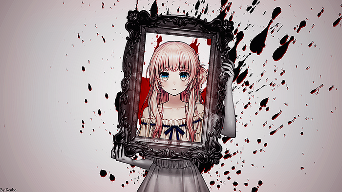 Girl in a Frame with Paint Splashes