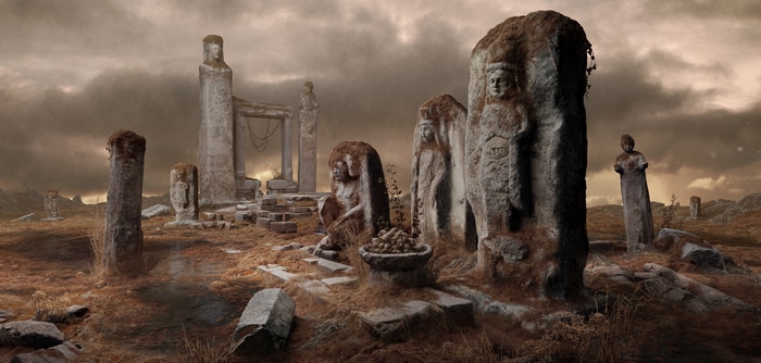 4K Fantasy Art of Ancient Stone Statues