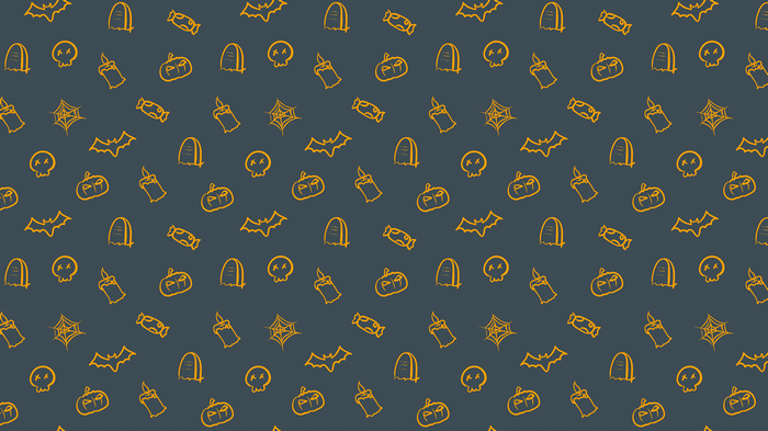 Halloween pattern with pumpkins, bats, and skulls