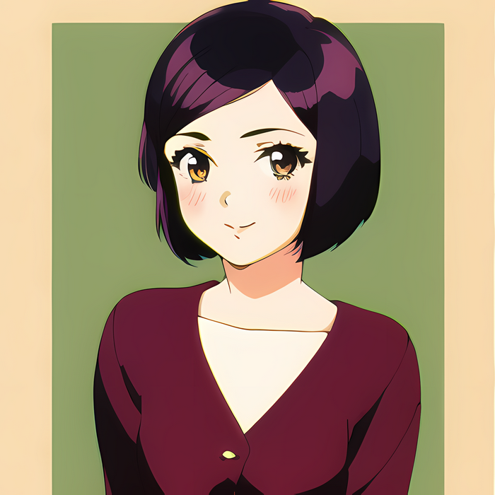 Anime portrait of a smiling woman