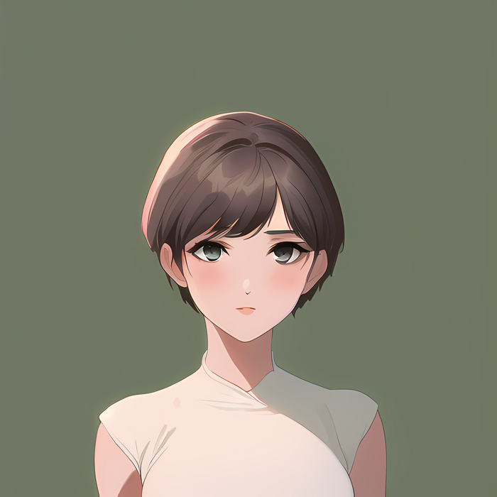 Anime girl with short brown hair