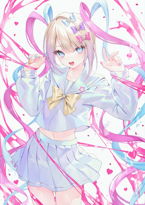 Anime girl with blonde hair and blue eyes in school uniform