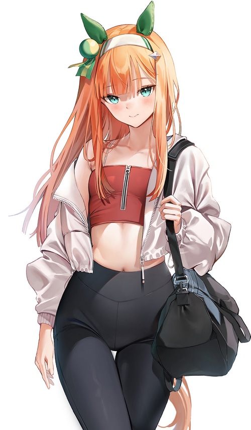 Silence Suzuka from Uma Musume Pretty Derby with a bag