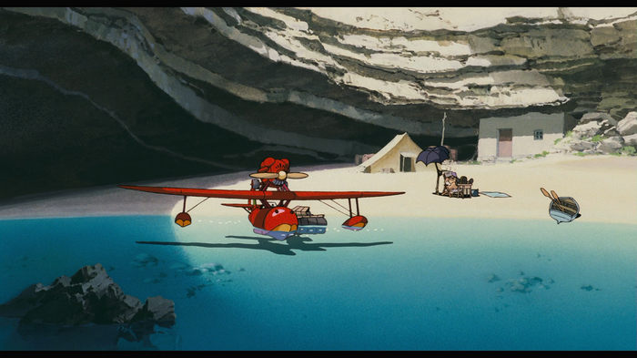 Porco Rosso seaplane on the water