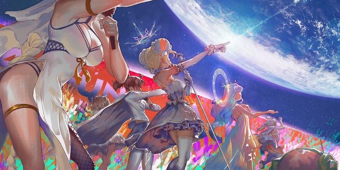Group of women with planet background