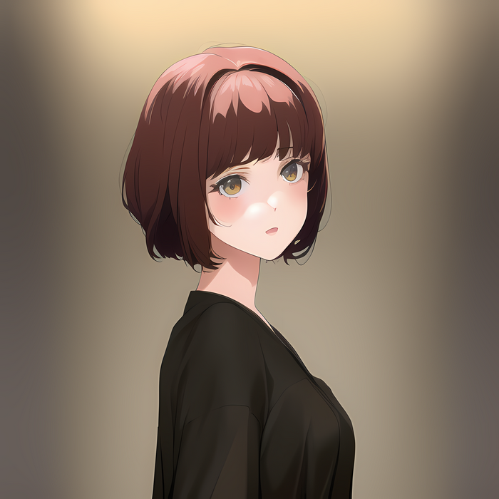 Anime girl with short brown hair