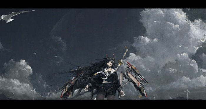 4K Xiao Hei Ya with mechanical wings and sword
