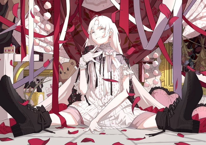 Nico Tina with petals and teddy bears