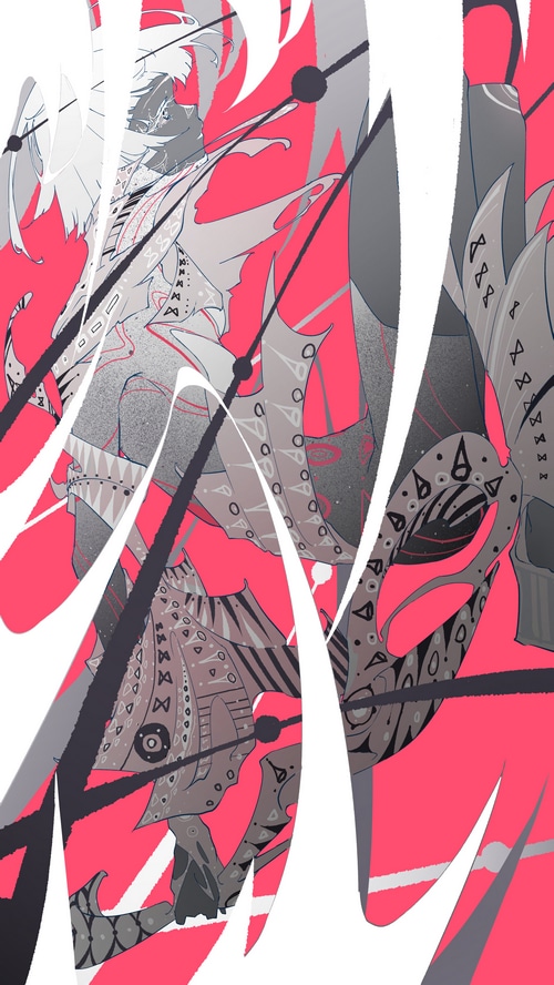 Anime girl with abstract elements