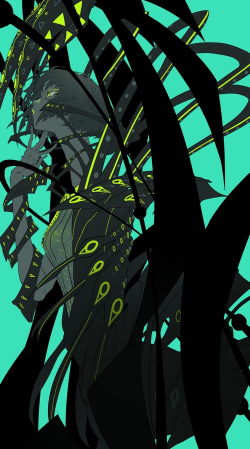 4K Nico Tina with abstract black and green elements